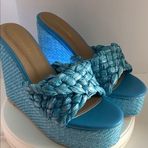 Blue Wicker Wedges